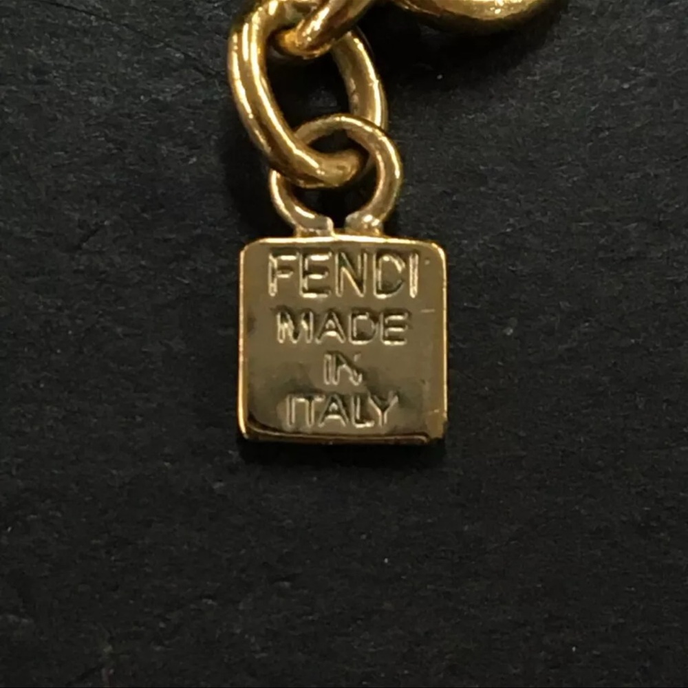 AUTH Fendi Logo Gold Tone Pendant Necklace - Picture 7 of 7